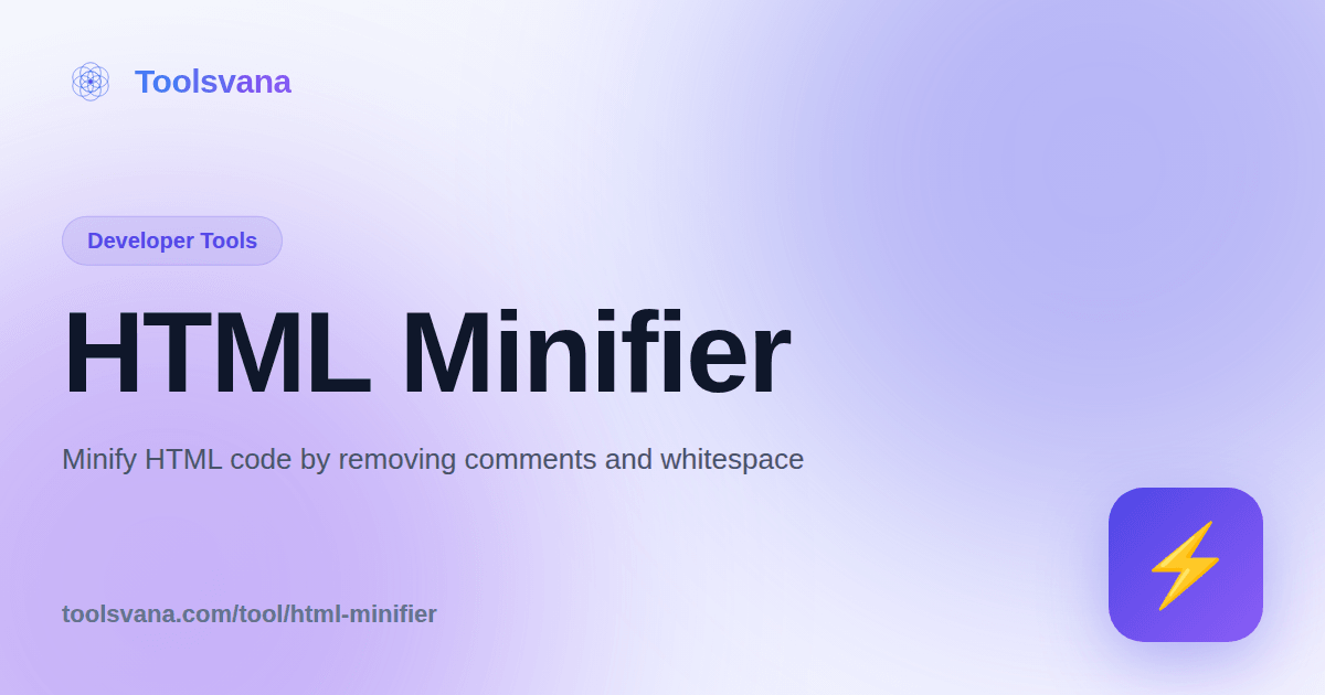 HTML Minifier - Compress HTML Code Online Free - Toolsvana