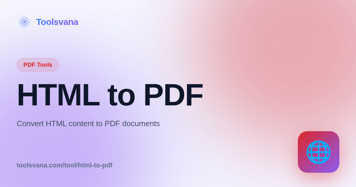 HTML to PDF Converter - Convert Web Pages to PDF - Toolsvana